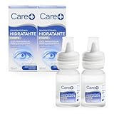 Care+, Solución Oftálmica Hidratante Forte, 0.4% Hialuronato de Sodio y L-Carnitina, Alivio Ojos Secos, Colirio Hidratante Compatible con Lentes de Contacto, 10 ml x 2 uds