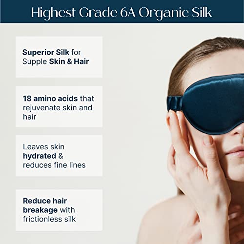Colorado Home Co Sleep Mask, Silk Eye Mask For Sleeping, Lash Extension Eye Mask For Sleeping, Travel Sleep Mask, Blackout 3D Eye Sleep Mask For Women And Men, Silk Contoured Sleep Mask Midnight Blue #TOP4