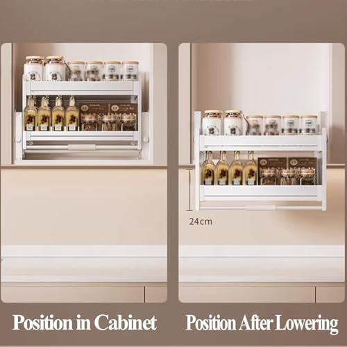 Adjustable Multi-Functional Spice Rack for Kitchen Cabinets - 2 Pull-Out Shelves (22.05in) - Space-Saving Organizer for Herbs, Spices, and Condiments