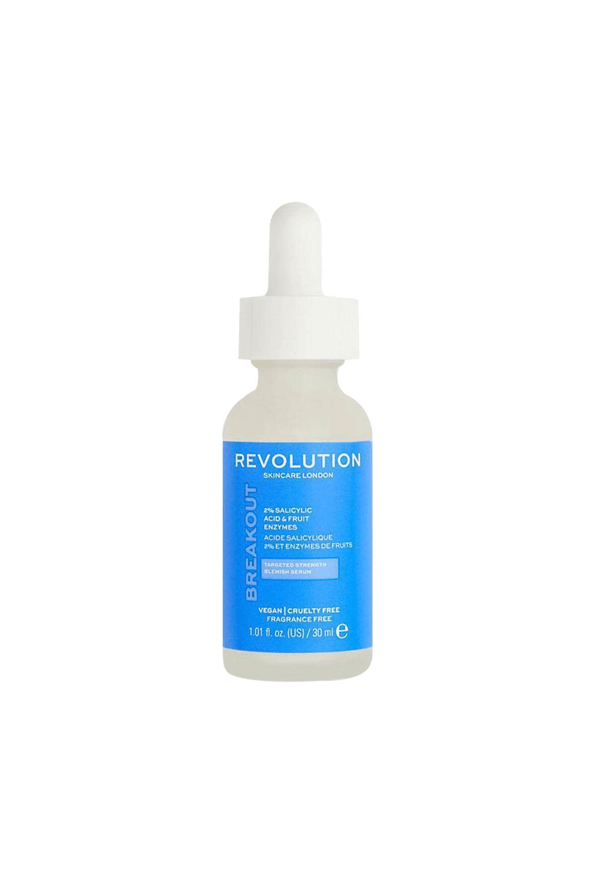 Revolution Skincare London 2% Salicylic Acid Serum, Contains Fruit Enzymes, Targets Blemishes and Minimises Pores, Vegan Cruelty-Free, 30ml