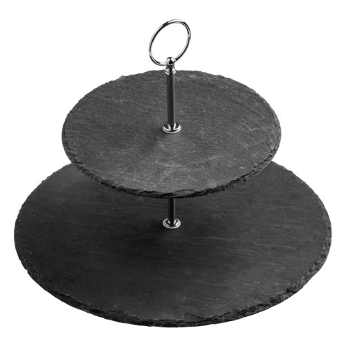 Image of Premier Housewares 2-Tier Round Cake Stand - Slate