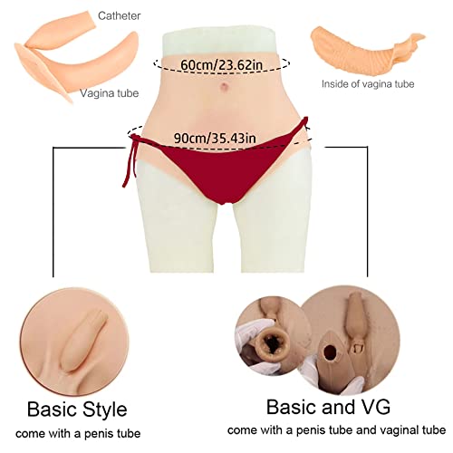FSYH Realistische Vagina-HöSchen Herren Slip Aus Silikon Mit Verstecktem Gaff GefäLschte Vaginal-Tanga-UnterwäSche füR Transgender Drag Queen Shemale/Lvory White/Basic – Bild 5