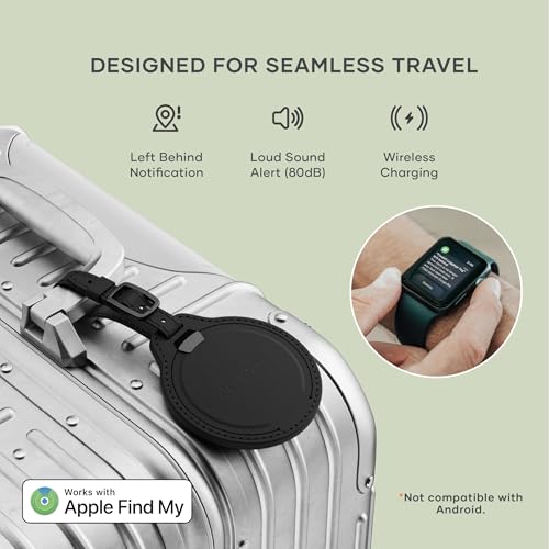 Image of Satechi FindAll Smart Luggage Tag with Find My, TSA-Friendly, Airport Tracking, Left-Behind Alerts, Loud Audible Chime, Wireless Rechargeable, Works with iPhone, iPad, Mac - Black