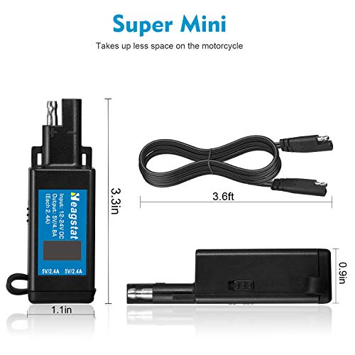 Heagstat Motorcycle Usb Charger 5V 4.8A - Dual Usb Charger Adaptor With Quick Disconnect Plug - Heag048 #TOP5