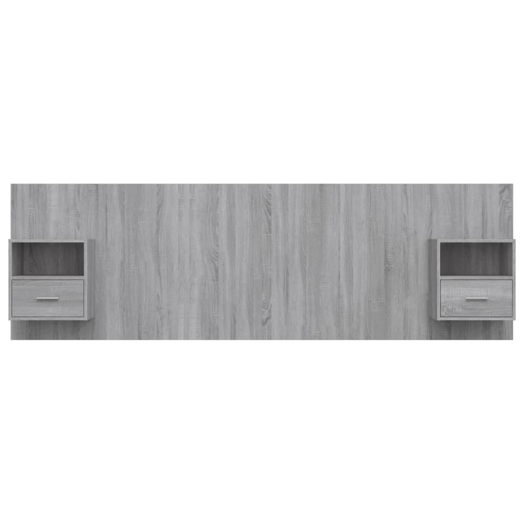vidaXL Tête de Lit avec Armoires Accessoire de Lit Tête de Lit Flottante Murale Meuble de Chambre à Coucher Sonoma Gris Bois d'Ingénierie