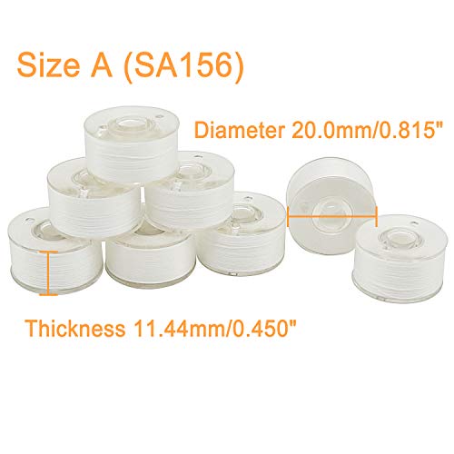 Image of New Brothread 144pcs White 60S /2(90WT) Prewound Bobbin Thread Plastic Size A SA156 for Embroidery and Sewing Machine Cottonized Soft Feel Polyester Thread