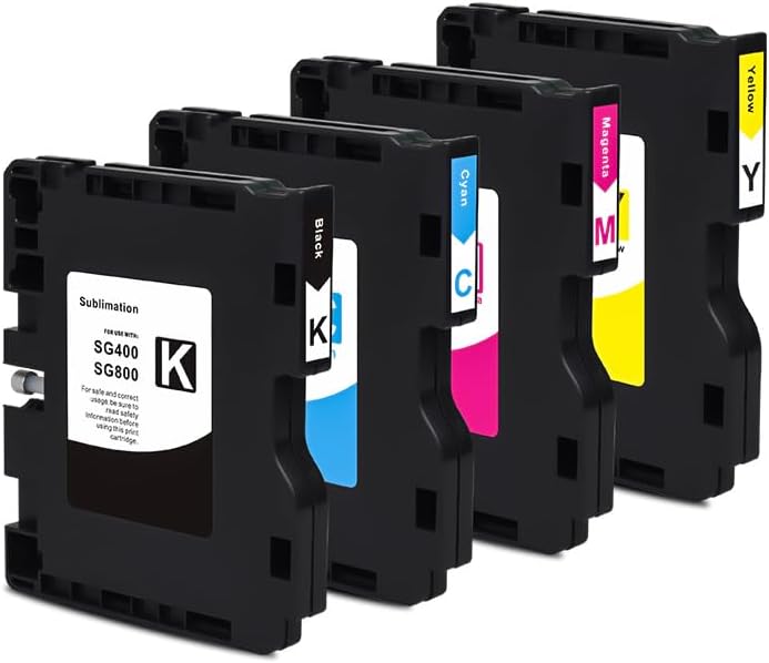 INK+ SG400 SG800 Sublimation Cartridge Compatible with Sawgrass Virtuoso SG400 SG800 Printer DIY, Latest Upgraded Chip (1 Black, 1 Cyan, 1 Magenta, 1 Yellow, 4 Pack)