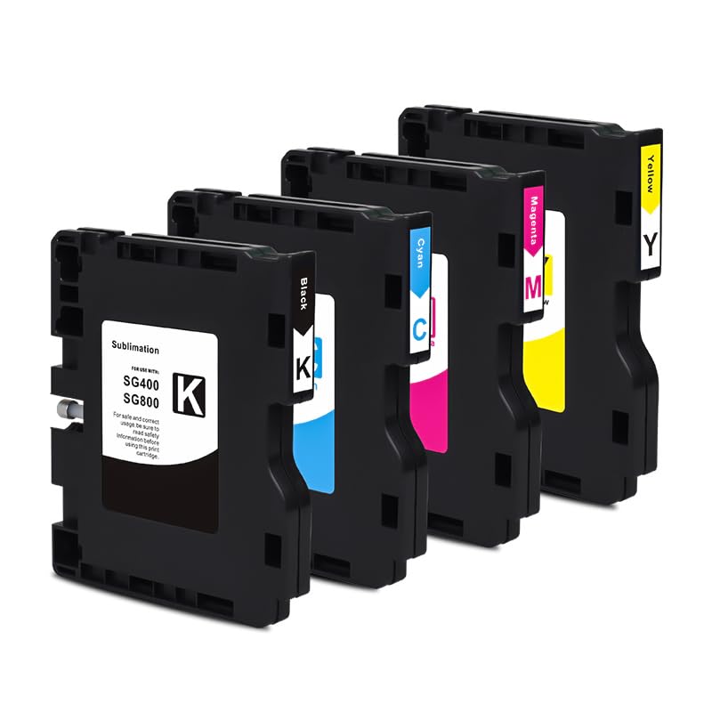 INK+ SG400 SG800 Sublimation Cartridge Compatible with Sawgrass Virtuoso SG400 SG800 Printer DIY, Latest Upgraded Chip (1 Black, 1 Cyan, 1 Magenta, 1 Yellow, 4 Pack)
