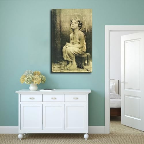 Idée cadeau déco chrétienne poster Jésus Christ enfant avec son cadre suspendu - 4