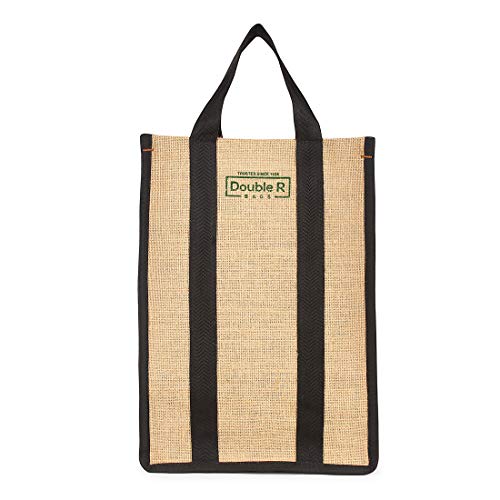 Image of DOUBLE R BAGS Laminated Jute Reusable Shopping Bags Kitchen Essentials Grocery Vegetable Lunch Carry Bag With Full Handles Multi-purpose Bag Stylish Designs Pack of 3