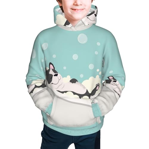 French Bulldog Taking a Bath Kid Hoodies Boys Sweatshirts Girls Pullover with Pocket3