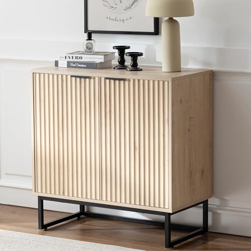 EYYTHUNG Fluted Storage Cabinet Sideboard Buffet Cabinet, Modern Accent Cabinets