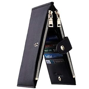 Travelambo Womens Walllet RFID Blocking Bifold Multi Card Case Wallet with Zipper Pocket Genuine Leather (Black)