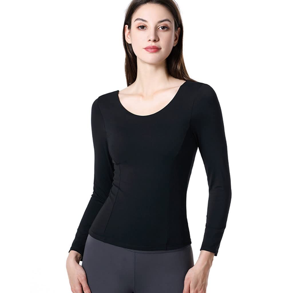 Maglietta Sportiva A Manica Lunga Da Donna ，Donna Sportivi Top Abbigliamento T-Shirt Sport Manica Lunga Fitness Sportivoideale Per Yoga, Corsa, Allenamento, Sport E Yoga ( Color : Black/ , Size : L/ )