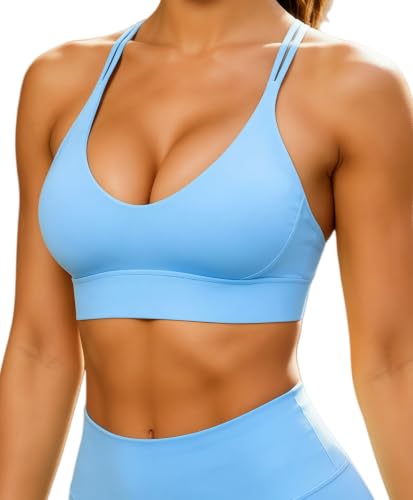 Image of Grace Form Sports Bra for Women Strappy Medium Support Push Up Padded Sports Bra for Running Workout Bra Yoga Bra