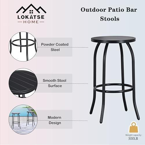 Image of LOKATSE HOME Outdoor Bar Height Stool Metal Bistro Chair Counter Footrest, Set of 6