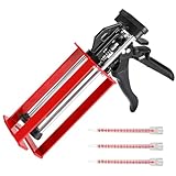 Dual Caulking Gun,Epoxy Gun for 200 mL(6.75 fl oz,1:1 or 2:1 Mix Ratio),Manual Double Cartridge Caulk Gun Panel Bond Adhesive Applicator with Mixing Nozzles for 08115,05887,07333