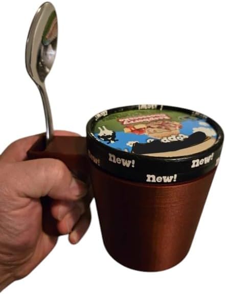 Pistol Grip Ice Cream Pint Holder with Spoon Slot – Secure Handle Design for One-Handed Use – Fits Standard 16oz Pints – No More Cold Hands or Mess – Unique and Functional Gift (Clear) image 4