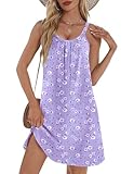 Ekouaer Short Night Gowns for Women Plus Size Nightshirts Sleeveless Pajama Dress Sleep Tanks Purple White...