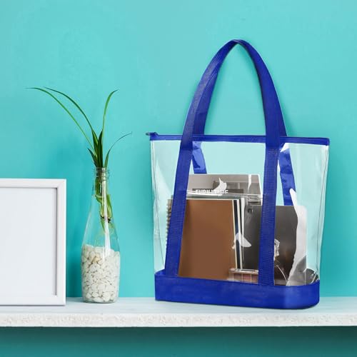 Image of Silkfly Clear Tote Bags Bulk, PVC Shoulder Handbag, Security Approved See Through Bag with Zipper Closure for Work