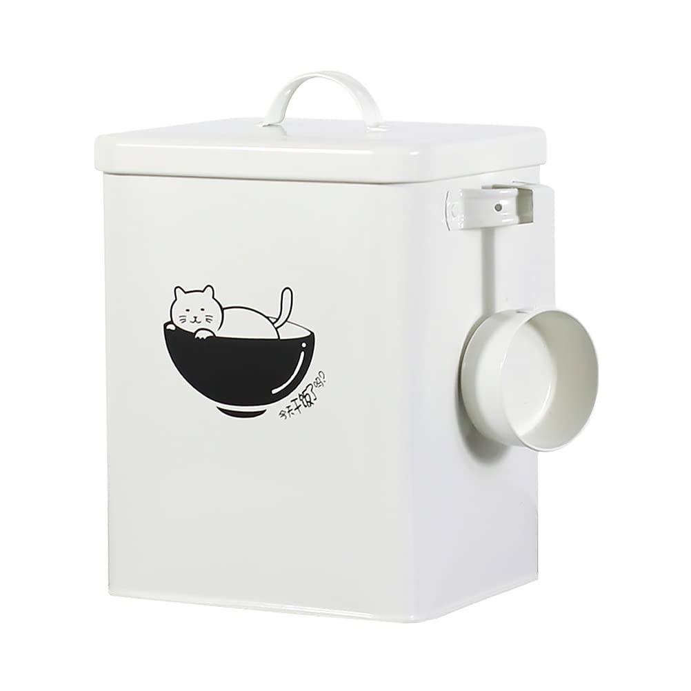 HOMSFOU Cubo de Comida para Gatos y Perros Cierre Hermético, Contenedor de Almacenamiento de Alimentos para Mascotas Resistente Humedad, Capacidad Mediana para Guardar Pienso y Snacks,