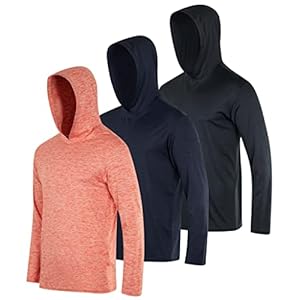 Real Essentials 3 Pack: Men’s Dry Fit Wicking Long Sleeve Fishing Active Hoodie Pullover Sweatshirt (Big & Tall)