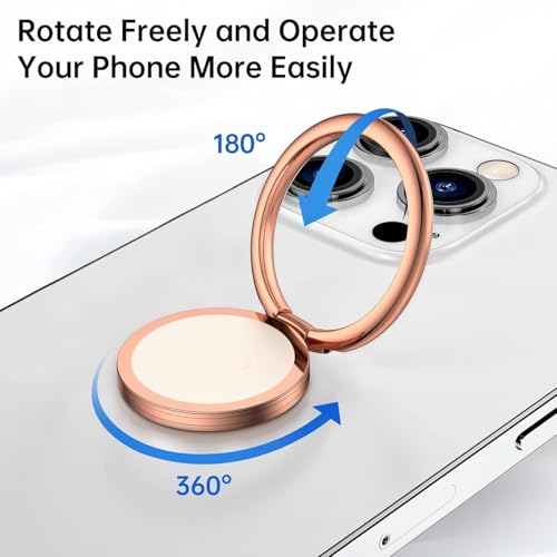Image of Mizi Cell Phone Ring Holder Finger Grip Stand - 360 Rotation Metal Kickstand for Magnetic Car Mount, for All Smartphones & Tablets - Rose Gold