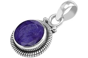 Blue Sapphire Pendant Necklace - Sterling Silver - Gift for Women