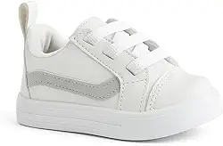 Tênis sapatinho de Bebê e kids | Branco e cinza Casual Batizado e solado antiderrapante Unissex
