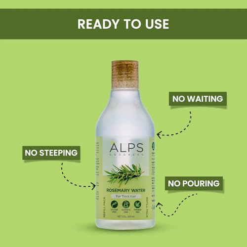 Image of Alps Goodness Rosemary Water Refill Pack For Hair Growth (305 ml) | Hair Spray for Regrowth | Rosemary Mist | Adds Shine | Helps Reduce Hairfall | Strengthens Hair | Suitable For All Hair Types