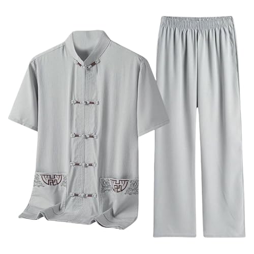 Tang d'été pour hommes ensemble décontracté style chinois pour le jardin