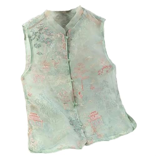 Chaleco estilo chino JXQXHCFS vintage de verano sin mangas casual