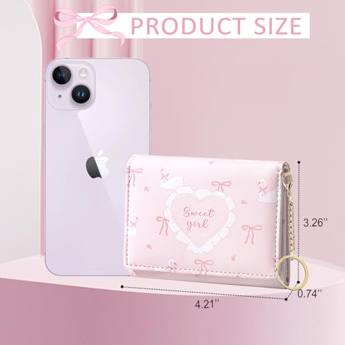 Image of Sunwel Fashion Cute Coquette Bow Wallet with Key-chain for Women Girls