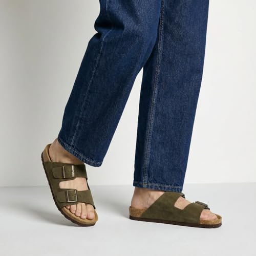 Image of CUSHIONAIRE Lane Cork Footbed Mens Sandals, Adjustable Buckle Comfort Slides for Men, Genuine Leather Insole Summer Sandals Men Footwear