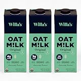 Willa's Organic Oat Milk - Unsweetened Original Oatmilk, Non-GMO, Shelf Stable, Low Sugar, Non-Dairy Milk, Made from Whole Grain Oats, No Oil, No Gums, 32oz, Pack of 3