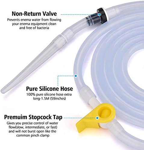 Miniatura 3 de Kit de bolsa de enema, silicona transparente no tóxica, capacidad de 2 cuartos de galón, manguera de 6 pies de largo, adecuado para hombres y mujeres