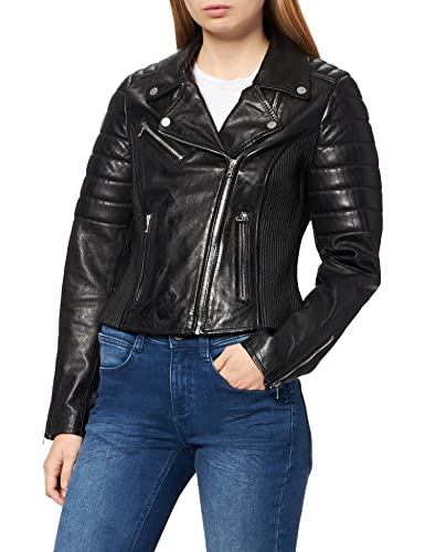 Freaky Nation Cool Biker-fn Chaqueta de Cuero, Negro, L para Mujer
