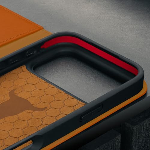 Étui iPhone 17 Pro Max cuir orange antichoc compatible MagSafe