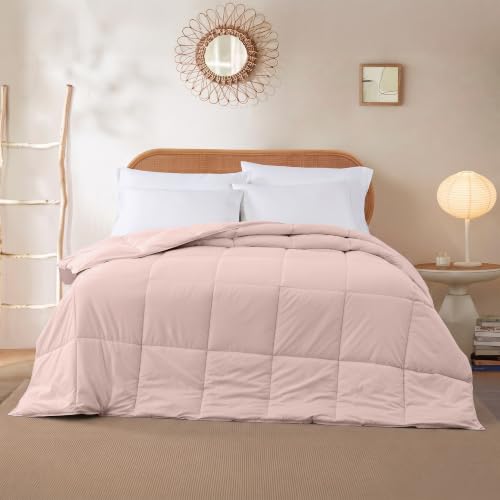 Image of Modern Threads Comforter Duvet Insert, Reversible Quilted Down Alternative Comforter with Corner Tabs, All Season Bedding, Twin, Blush