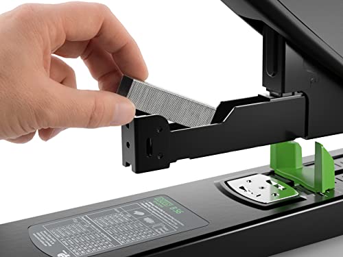 Novus B 56 re+new nachhaltiges Blockheftgerät (Heftleistung 200 Blatt, variabler Einlegetiefe bis 75 mm, Vollmetallgerät mit Kunststoffummantelung aus 82% recyceltem Kunststoff) schwarz grün