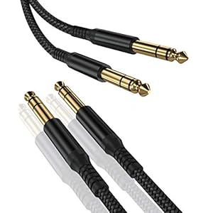 6.35mm TRS Instrument Kabel 3M 2-Pack,1/4″ Mannelijke Jack Stereo Audio Gebalanceerde AudioKabel Cord,6.3mm Gitaarkabel voor Elektrische Gitaar,Bas,Toetsenbord,Mixer,Versterker,Speaker,Equaliz