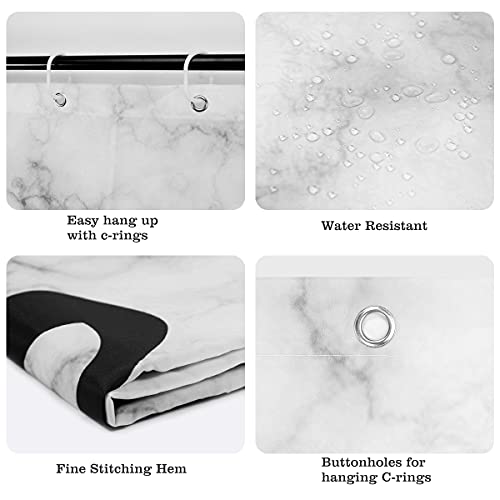 Funland Clear Get Naked Bathroom Curtain, Marble Texture Modern Cute Bathroom Shower Curtain Liner With Funny Quotes, Polyester Waterproof For Bathroom Decor With 10 Hooks Machine Washable, 60X72Inch #TOP2