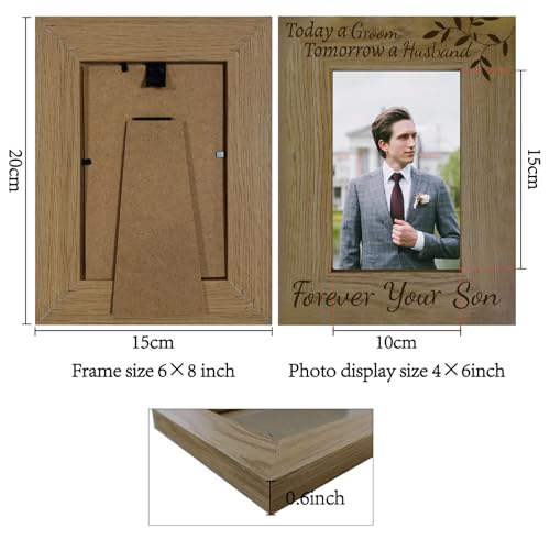 CREATCABIN Wood Picture Frame - Mother and Father of the Groom Gift - Today a Groom, Tomorrow a Husband, 16.8 x 21.8cm - Image 2