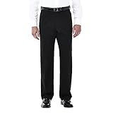 Haggar Men's Premium Stretch Solid Gabardine Expandable Waist Plain Front Dress Pant