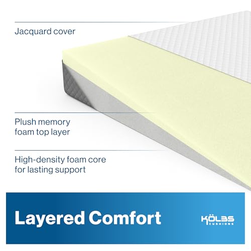 Image of Kolbs Bed Wedge Pillow for Sleep Apnea, Acid Reflux and Back Pain Relief, Anti Snore Pillow, Memory Foam Wedge Cushion with Chic Jacquard Cover - Headboard Wedges for Sleeping (5 inch Gentle Incline)
