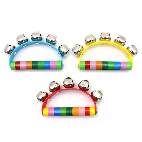 CPJJ 3 Pièces Bébé Tambourin,Jingle Tambourins,Tambourine Handbell Instrument de Musique Rythme Shaking Petit Jingle Bell Tout Tool Bébé Enfant