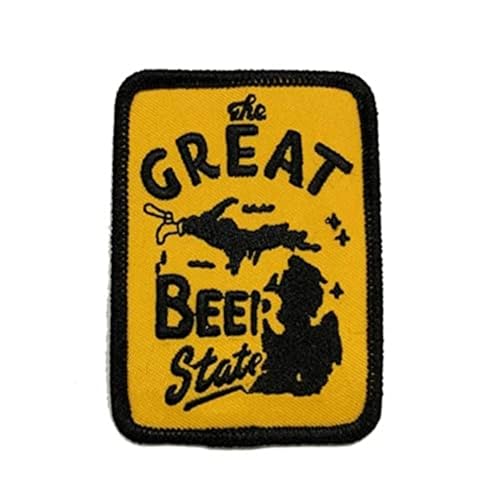 Michigan Great Beer State Embroidered Patch – Iron On Applique – Craft Beer Gift – 2.35" x 3" Badge