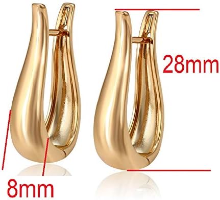 Blue Diamond Club - Tapered Dangle Hoop Earrings Womens 18ct Gold Filled Stylish and Elegant Medium Size