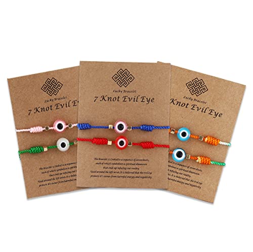 Image of Caiyao Evil Eye Bracelet - Handmade Adjustable Red Black String Knot Lucky Kabbalah Protection Bracelet