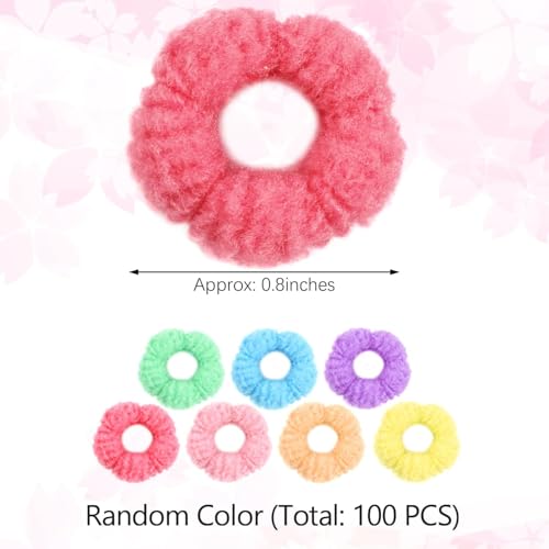 Image of Diversa Cotton Mini Rubber Bands Elastic Hair Ties, Small Baby Hair Bobbles Ponytail Holder for Kids Girls & Women, 2.5 cm in Diameter, Pack of 100 (Pumpkin)